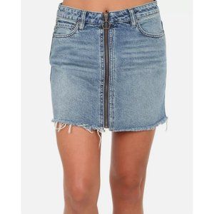 Free People Denim Raw hem Front Zipper Skirt